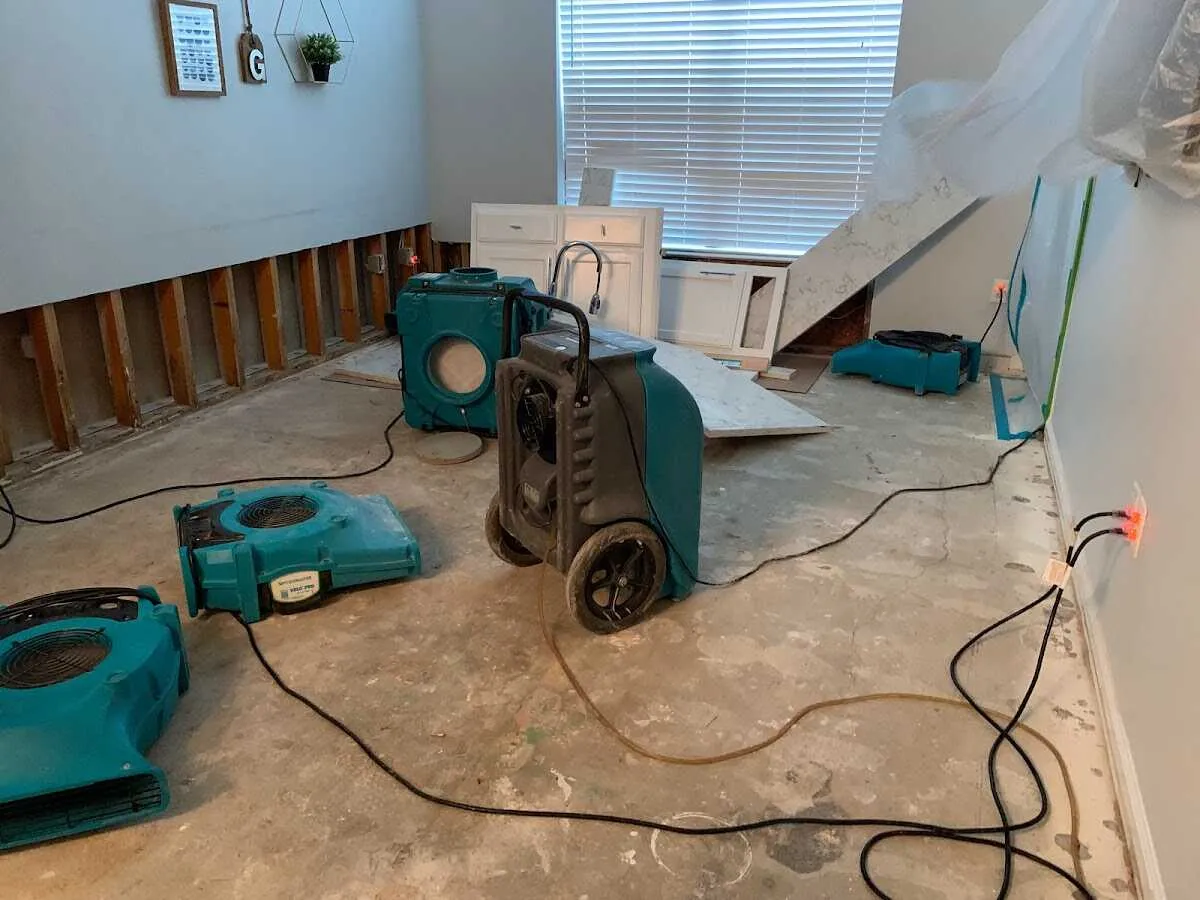 Dehumidifier in flood-cut room for Water Damage Restoration in Los Fresnos